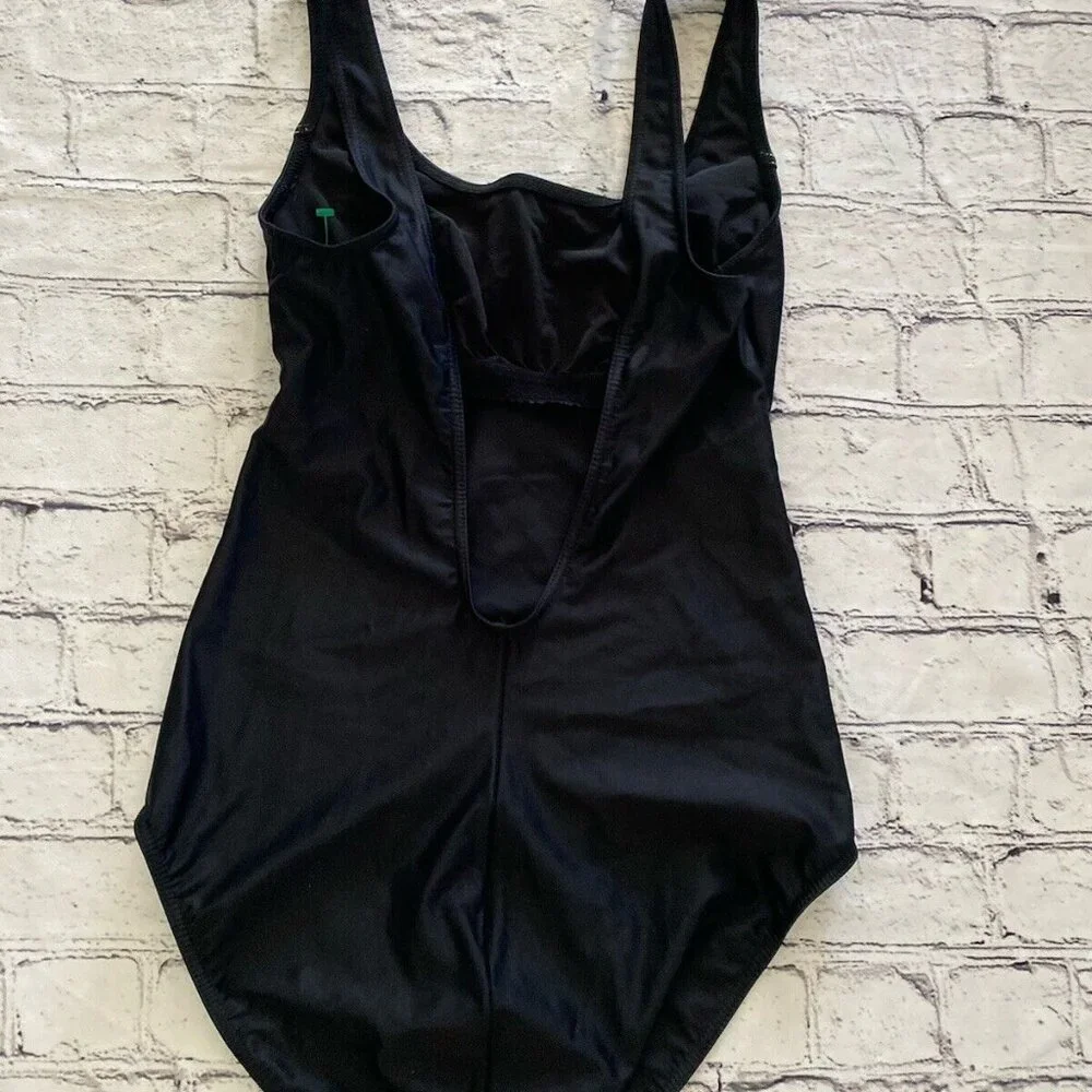 Anita Classix One Piece Swimsuit Size 8 Black White Stitching C Cup Vintage Look